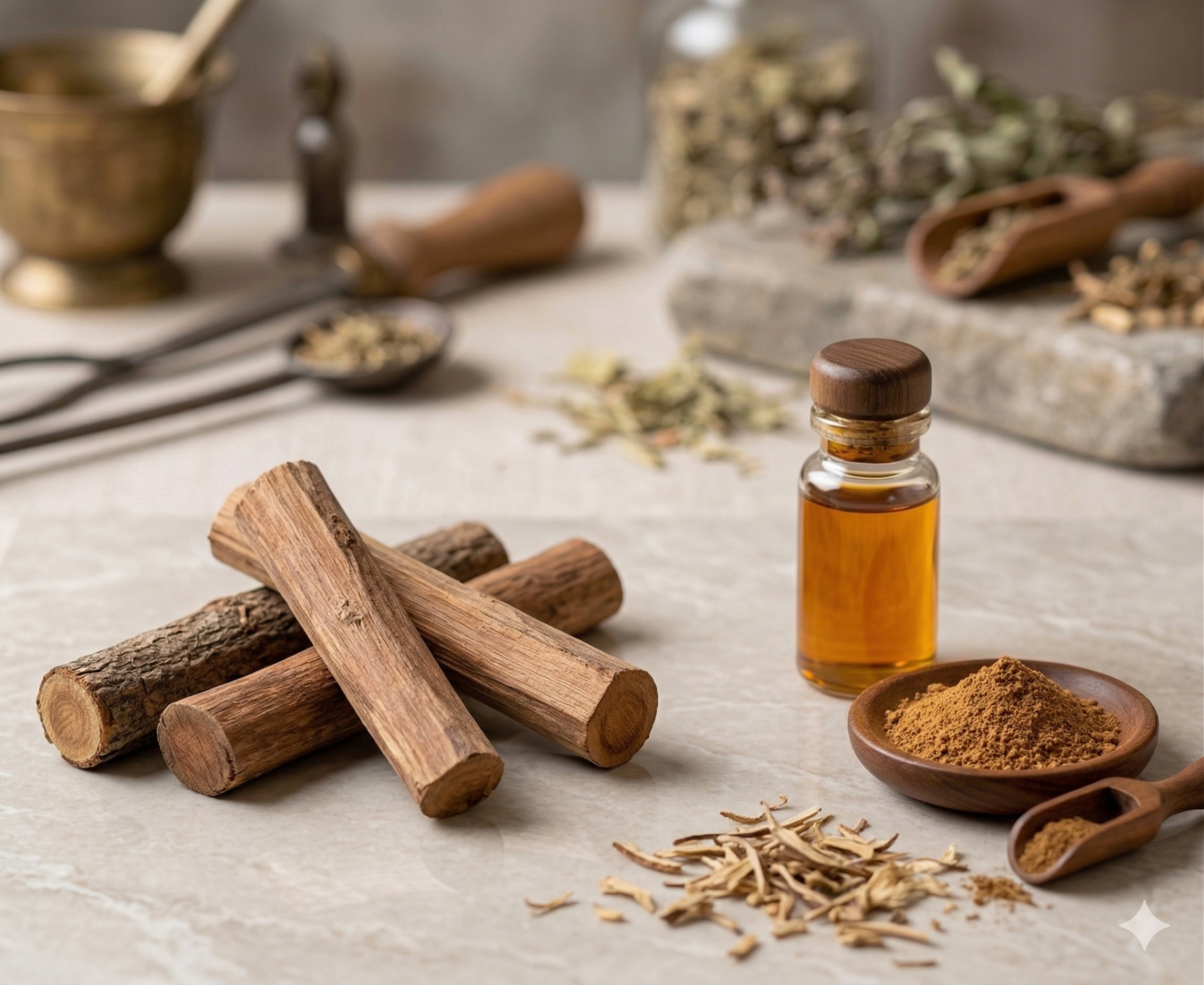 Sandalwood herbal extract for soothing and balancing skin tone